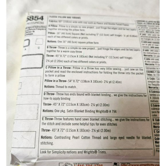 Simplicity Craft Pattern 5854 by SEWING FOR DUMMIES - Fleece Pillow, Fleece Pill - Picture 6 of 6